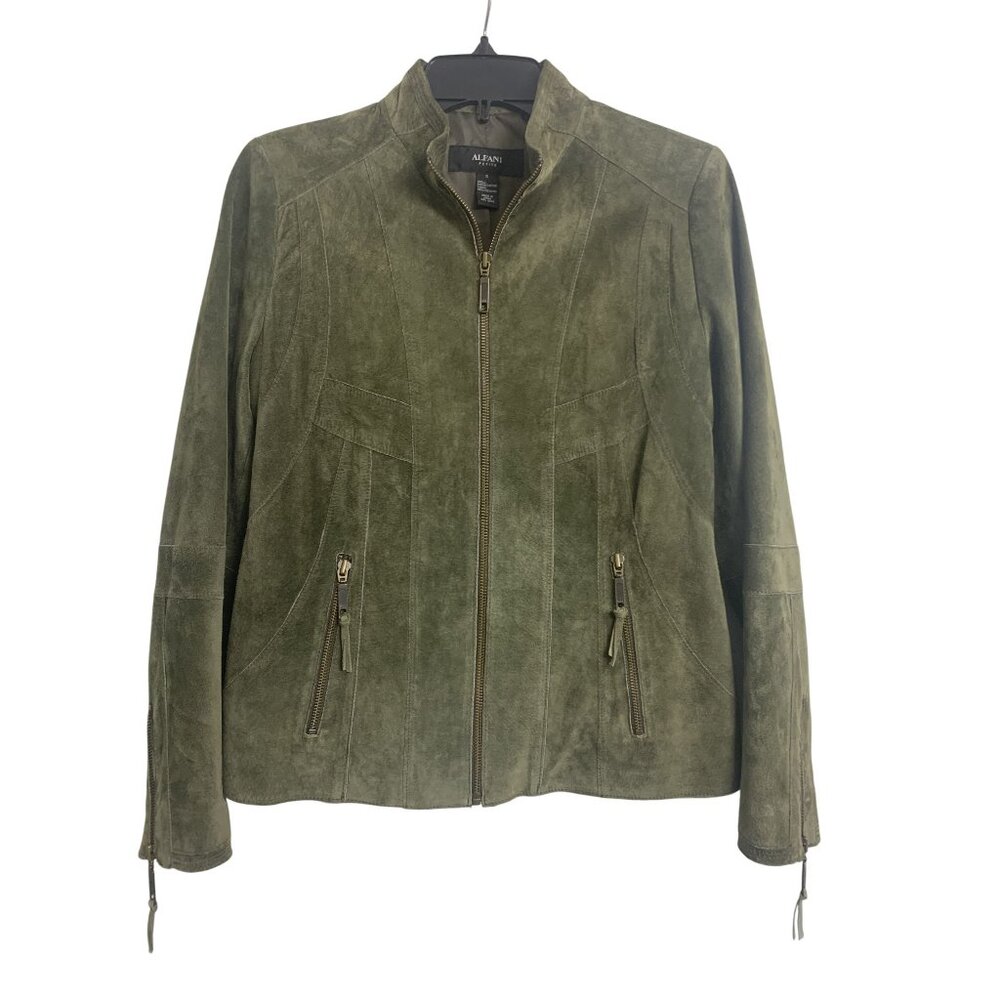 Alfani Leather Suede Cropped Full‎ Zip Jacket Size S/P